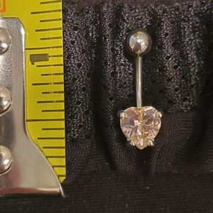 Belly/Naval Ring Pink Heart 14 g